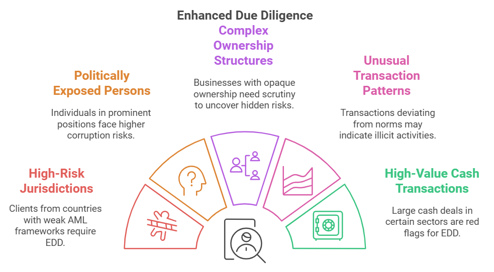 Enhanced due diligence infographic on financial risks.