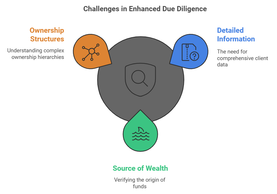 Enhanced due diligence infographic with key challenges.