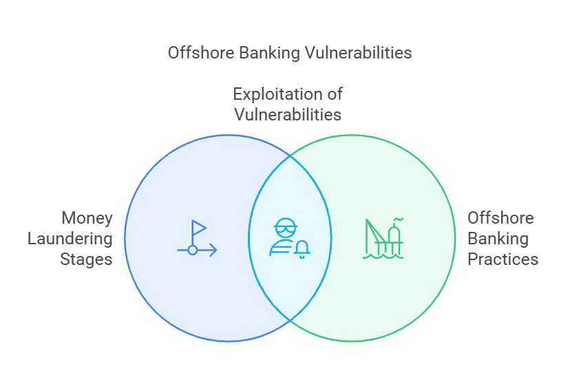 Venn diagram of money laundering and offshore banking.